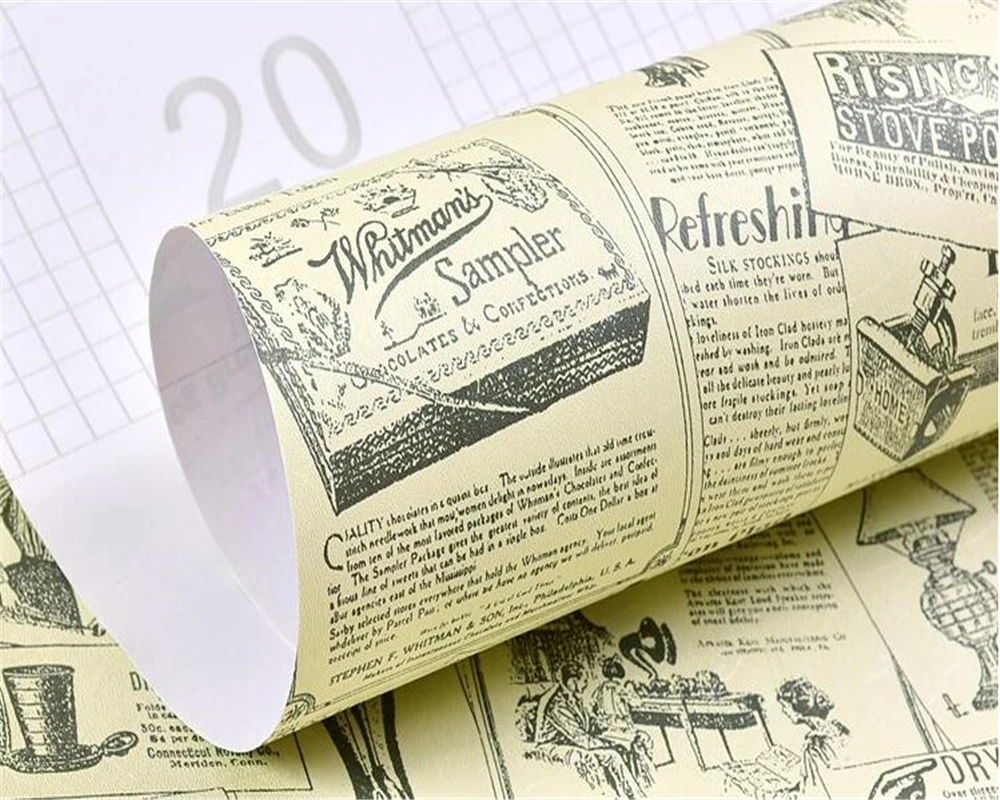 

beibehang 3d mural on the wall British newspaper nostalgic stickers waterproof thick self-adhesive wallpaper PVC material behang