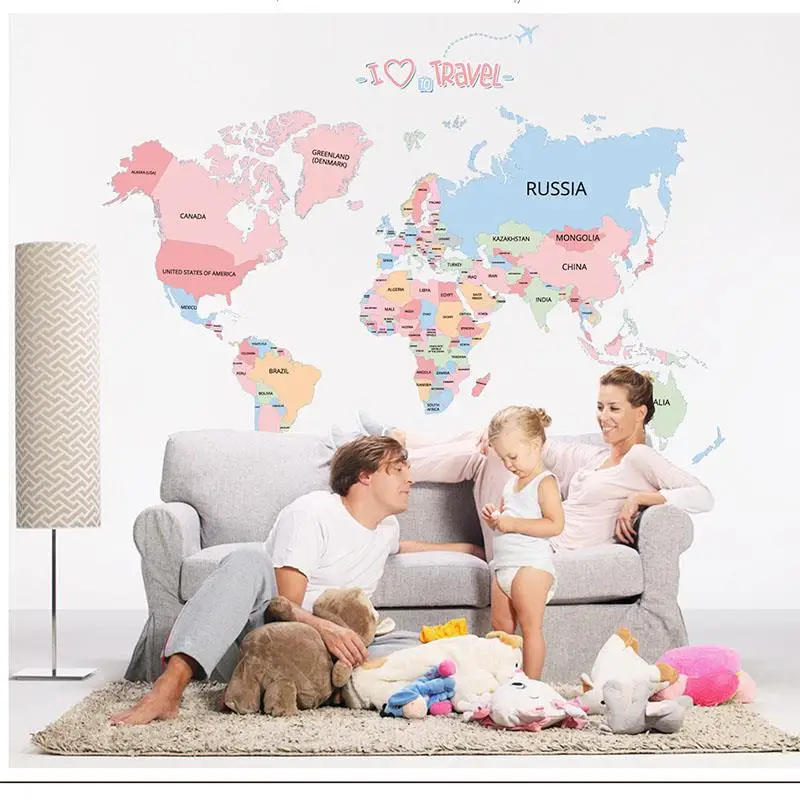

World Map Wall Stickers for Kids Sticker Educational Wall Decals for Kids Rooms Decor Decor World Map for Kids