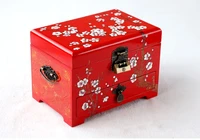 handle wedding sliding drawer jewelry box with lock wooden 3 layer lacquerware vintage chinese decorative storage cases gifts