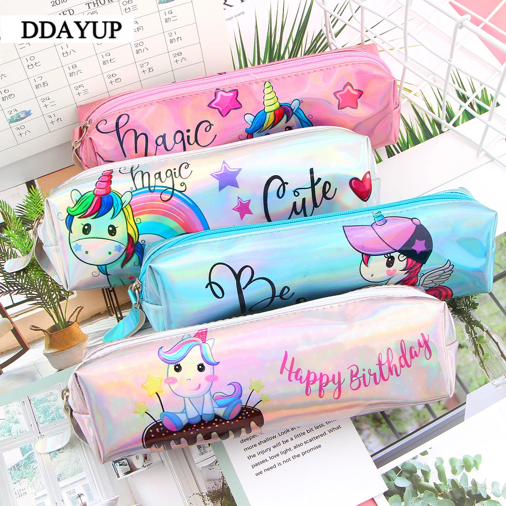 

Unicorn Laser Pencil Case Kawaii School Supplies Stationery Gift Cute Pencil Box Office School Tools Pencil Cases Tools