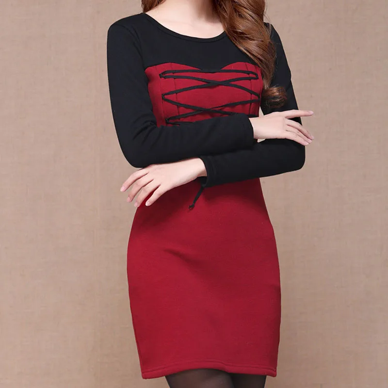 

2020 Winter dresses women clothes plus size red dresses casual elegant office lady dresses women clothes long sleeve warm dress