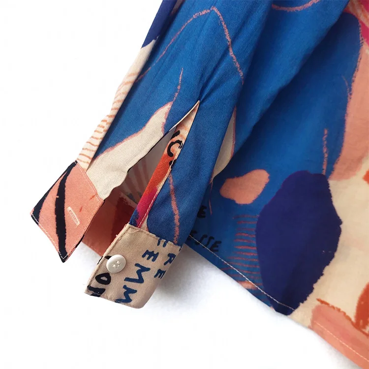 

Abstract Oil Painting Print Shirt 2020 Early Spring Lapel Women's Shirt
