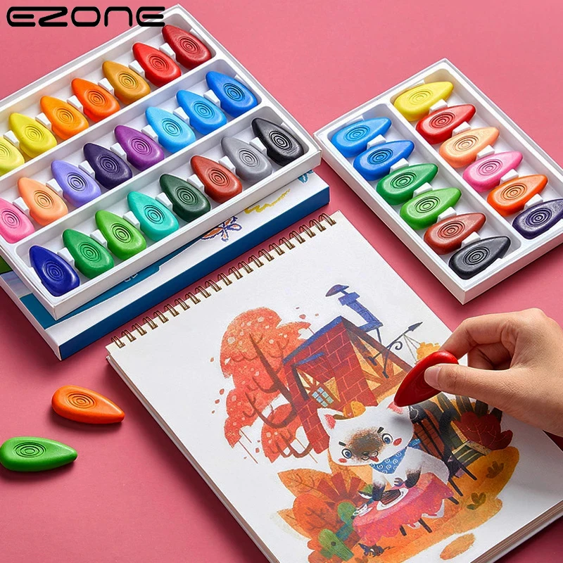 

EZONE 6/12/24 Colors Children's Crayons Washable Safe Non-toxic Graffiti Painting Pen School Stationery for Child High Quality