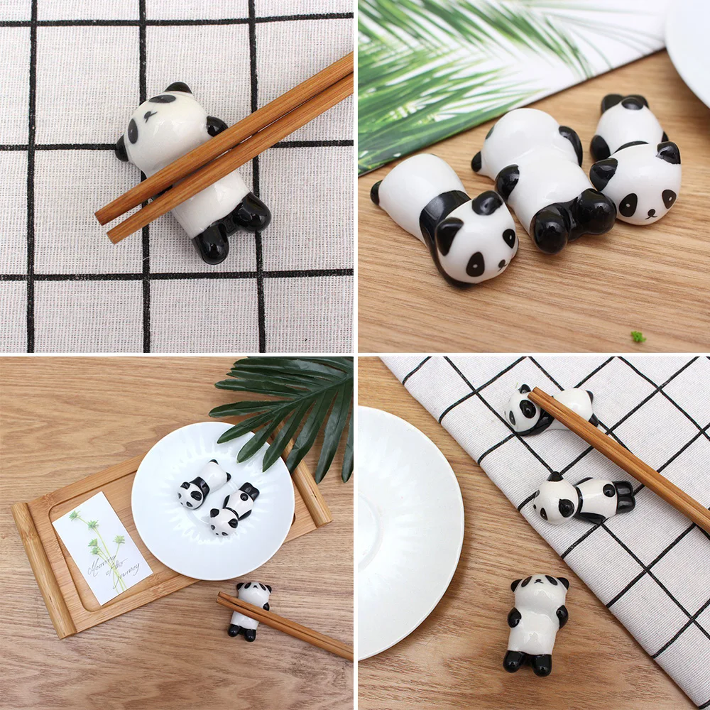 

Cute Cartoon Panda and Rabbit Ceramic Chopsticks Holder Creative Decorative Chopsticks Pillow Care Tableware Holder Kitchen Tool