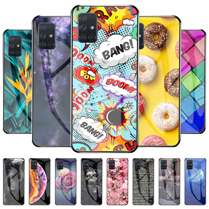 

Cover For Samsung A71 Case Galaxy S21 FE S20 Ultra Silicone Tempered Glass for Samsung S30 S21 Plus Ultra S8 S9 Hard Phone Cover