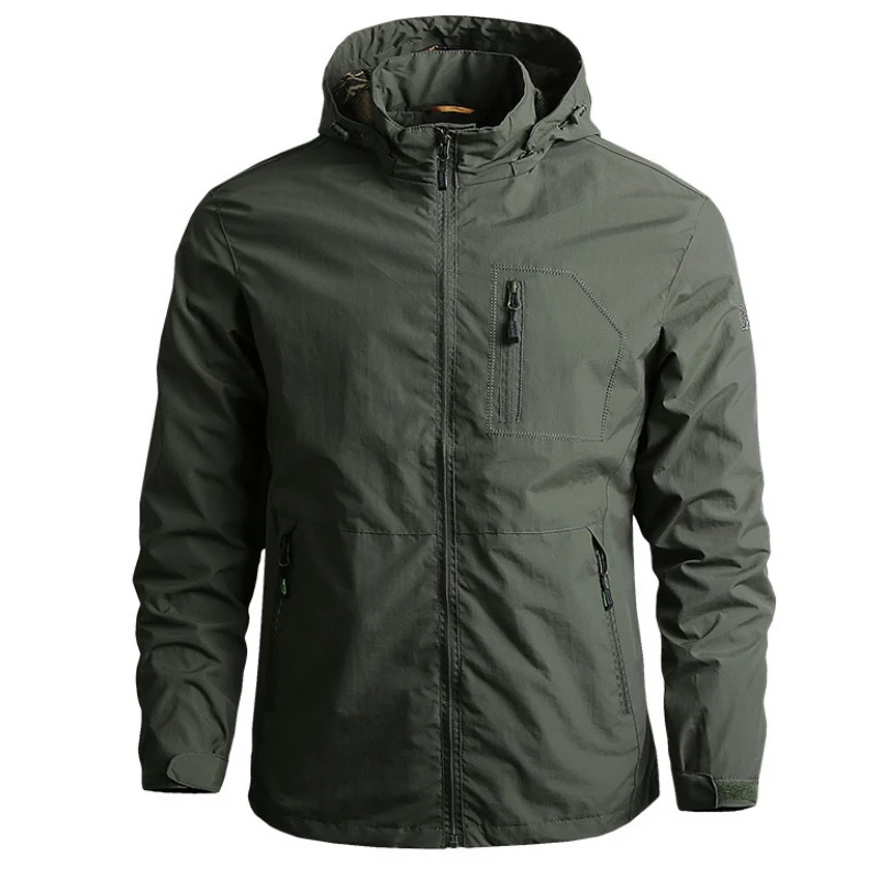 

Men's Windbreaker Jackets Military Cargo Hooded Water Proof Wind Breaker Casual Coat Male Large Size Clothing Autumn Jacket Men
