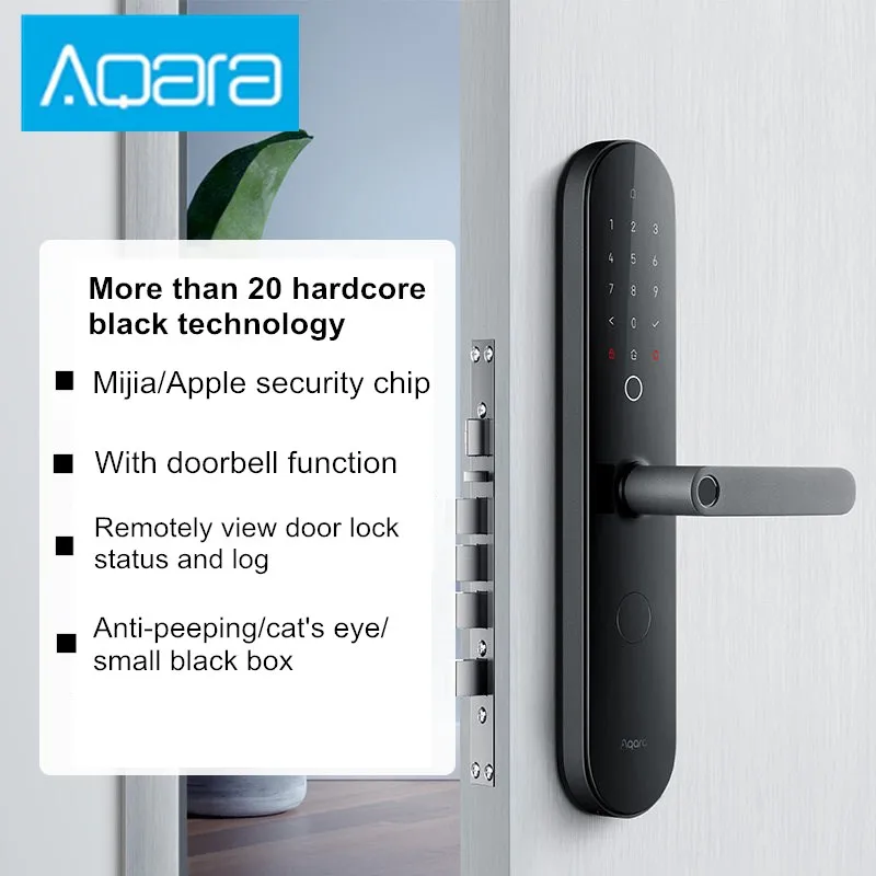 Aqara N100 Умный замок для двери с отпечатком пальца, Bluetooth-паролем и NFC-разблокировкой, работает с Mijia Apple HomeKit Linkage Doorbell on.