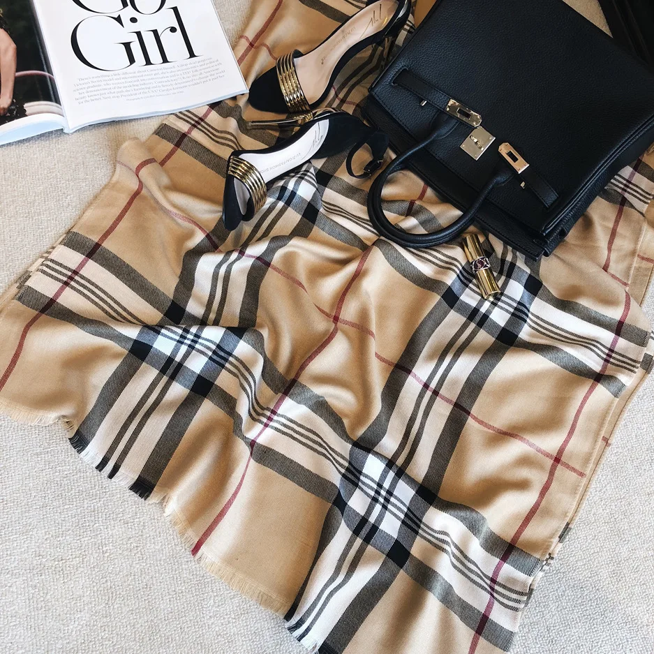 Женские кашемировые шарфы с теплым длинным шарфом Осенний шарф английские