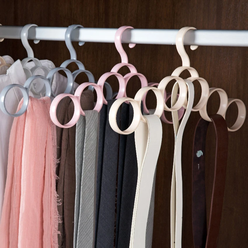 

6-ring Storage Hanger Scarf Tie Holder Rack Belt Hanging Multi-functional Scarves Circle Hanger Household Accessories