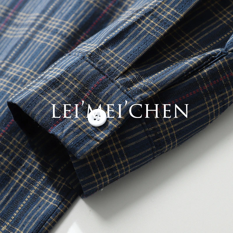 

LEIMEICHEN Casual Printed Long-Sleeved Shirt Men's High Street Wear 2020 Fall Vintage Plaid Shirt Harajuku Men's Shirt RFX101
