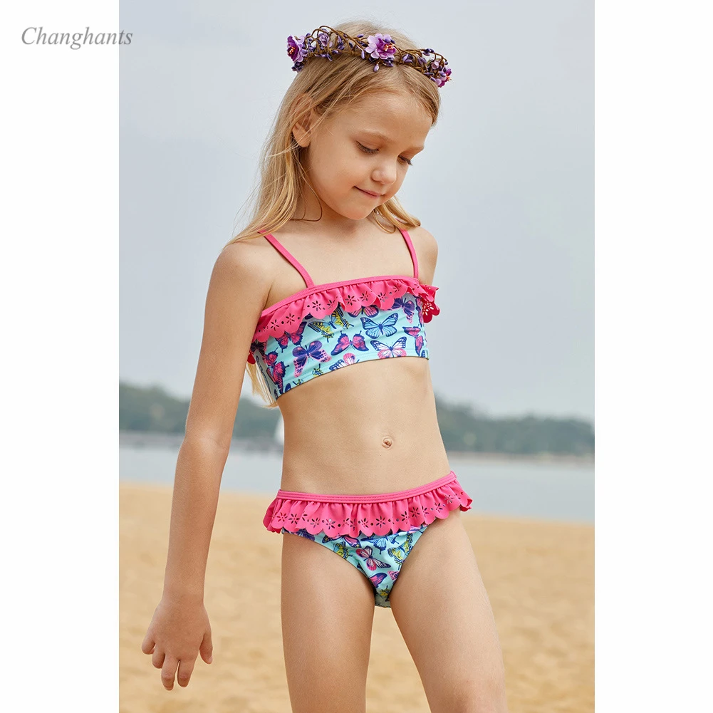 Детский комплект бикини купальный костюм из двух предметов для девочек 2 8 лет