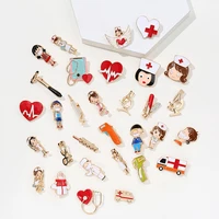 cartoon cute enamel brooch nurse doctor hospital medical stethoscope badge lapel pins jewelry accessory graduation gift