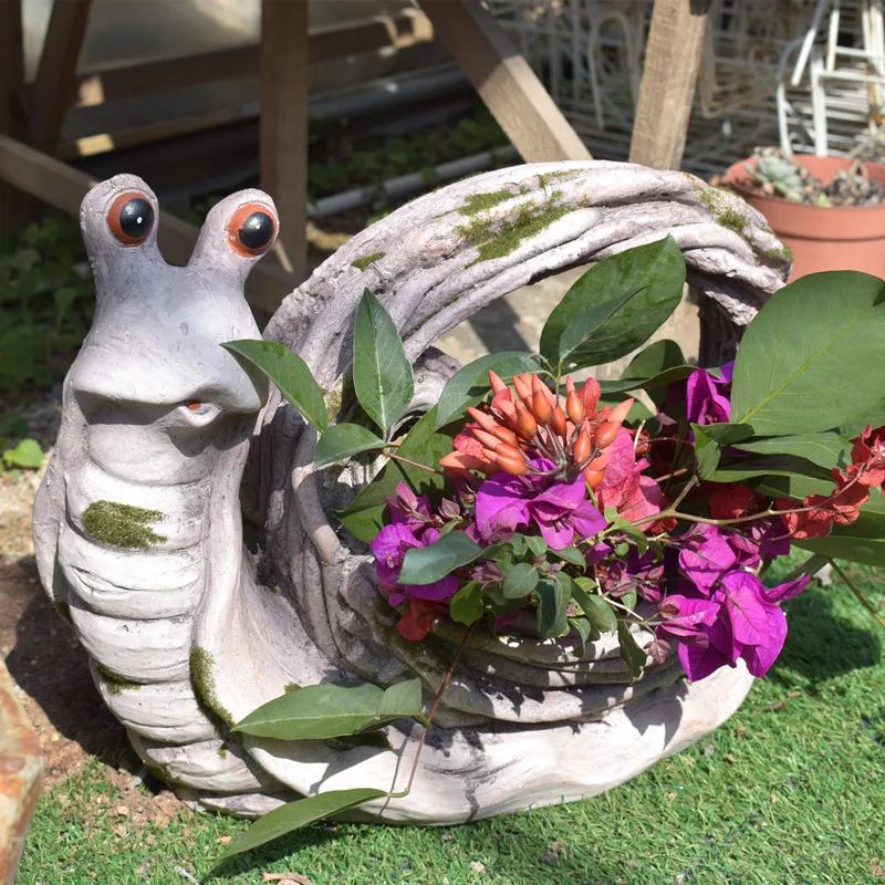 

Outdoor Garden Large Diameter Snail Animal Succulent Flower Pot Resin Korean Green Plant Creative Ornament M2659