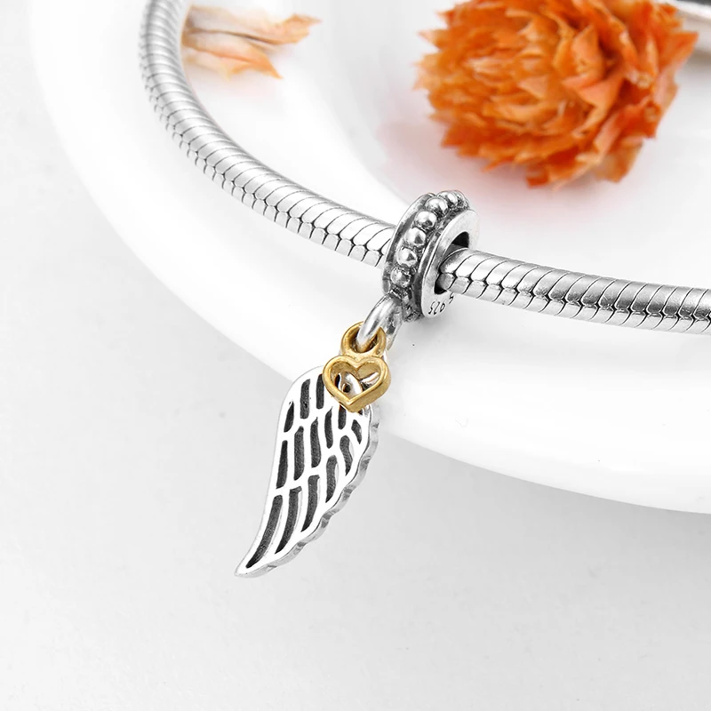 Подвеска из серебра 925 пробы с перьями и крыльями для ожерелья браслета |