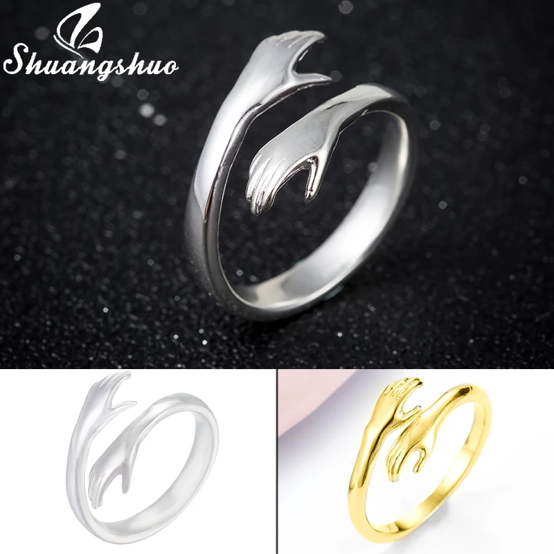 

Shuangshuo уникальное модное обнимающее теплое и любящее руки регулируемое кольцо для женщин ювелирные изделия для вечерние обнимающие кольцо ...