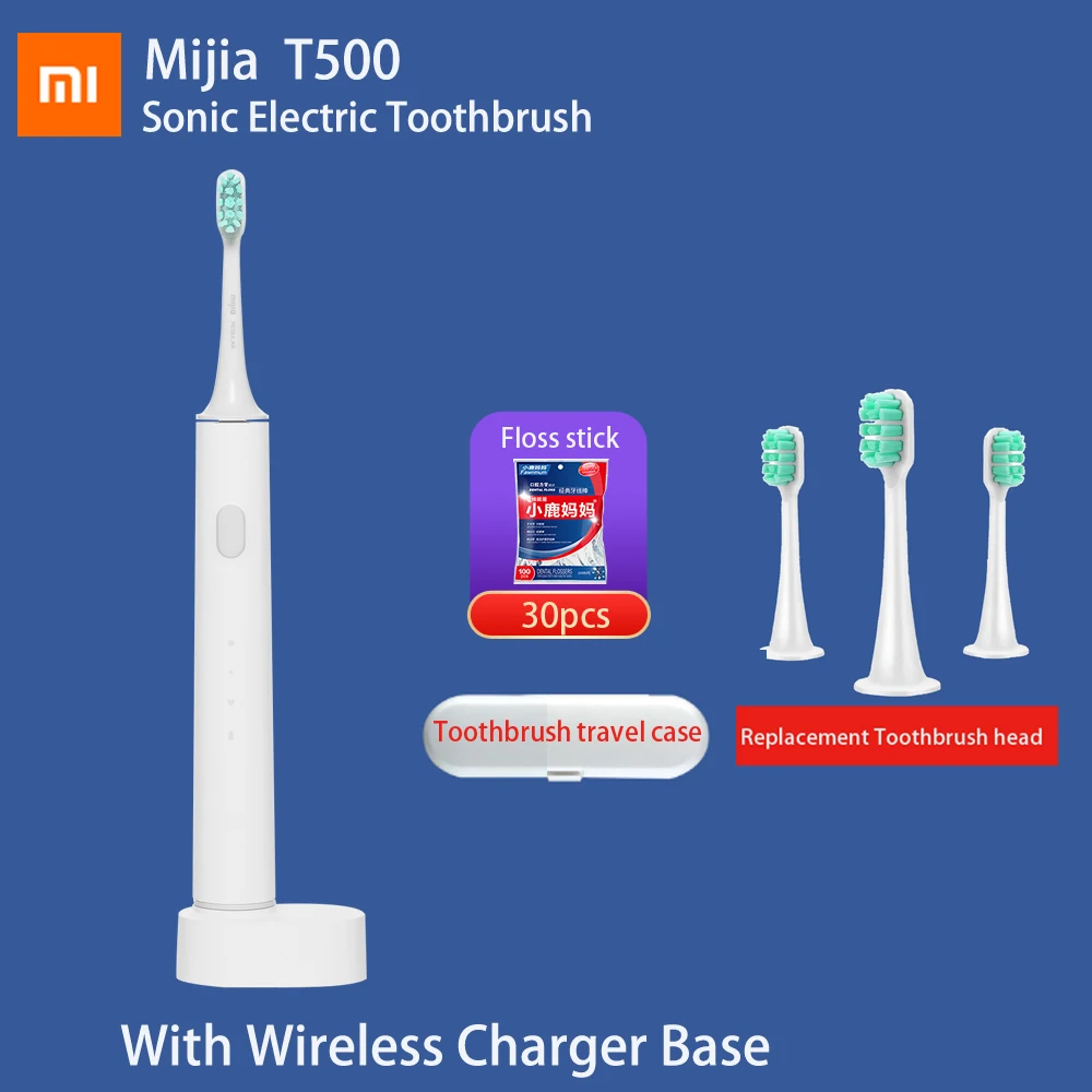 Оригинальная звуковая электрическая зубная щетка Xiaomi T500 Mi долгий срок службы батареи IPX7 Mijia высокая частота