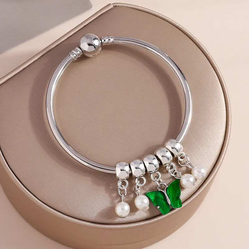 

European and American jewelry simple imitation pearl pendant dripping butterfly pendant bracelet bracelet women