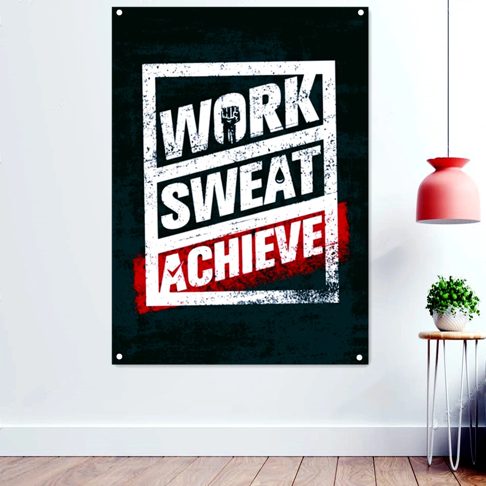 

WORK SWEAT ACHIEVE Inspiring Workout Fitness Gym Motivation Poster Wall Art Paintings Exercise Wallpaper Banner Flag Wall Decor