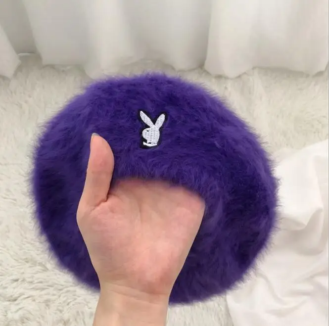 

winter hat Rabbit embroidery boinas mujer invierno wool chapeau femme berets caps for women for Apparel Accessories