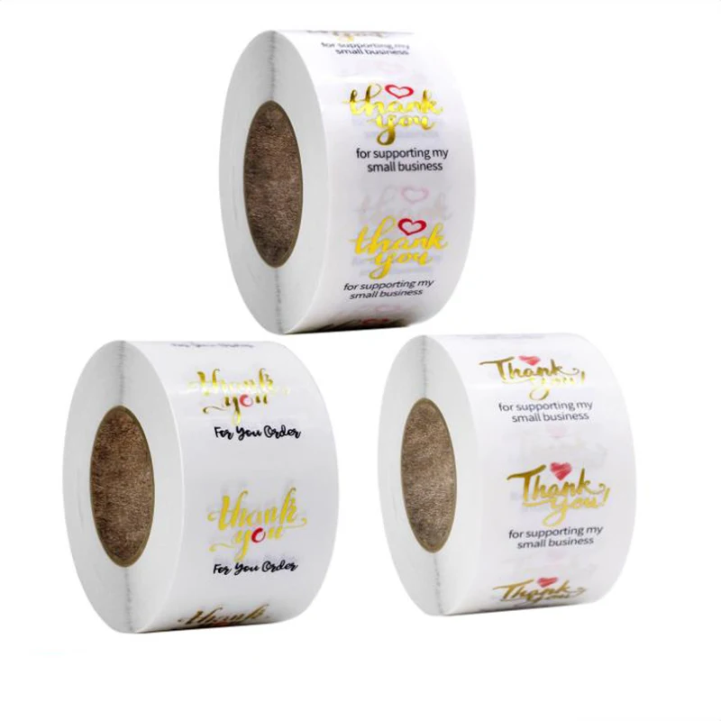 

500PCS Bronzing Labels Thank You Sticker Sealing Clear PET Stickers Stationery & Office Supply Love Decoration Scrapbooking