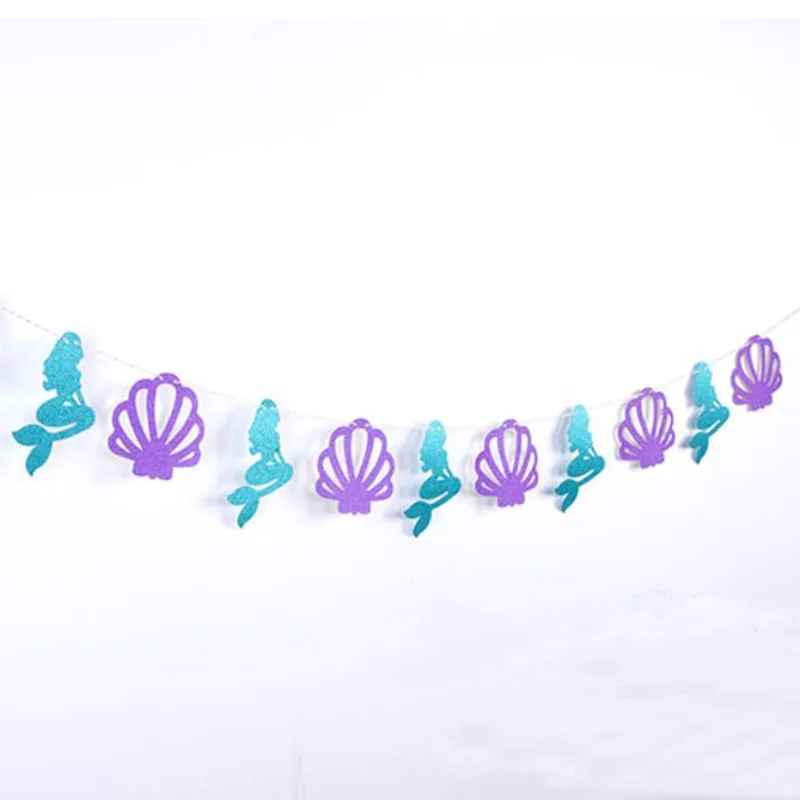 banner 7 Бумажный баннер в виде русалки для девочек, украшение для дня рождения, гирлянда в виде хвоста русалки, украшение для девочек - Цвет: banner 7