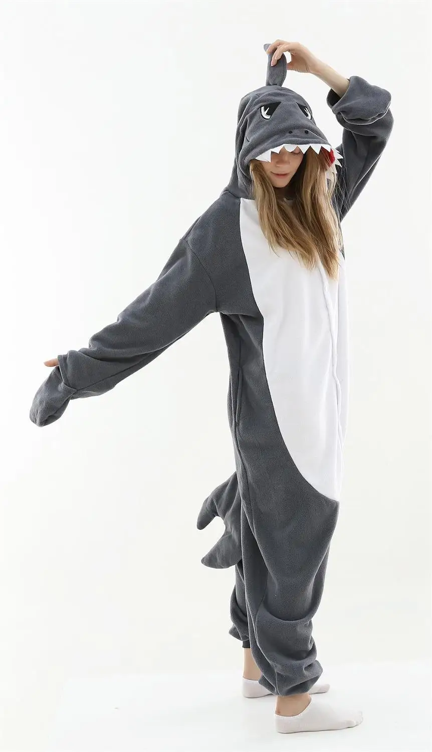 as photo Kigurumi, Пижама для взрослых, костюм для косплея, серая акула, Onesie Lemur, одежда для сна, домашняя одежда, пижамы унисекс, одежда для вечеринок для женщин и мужчин - Цвет: as photo