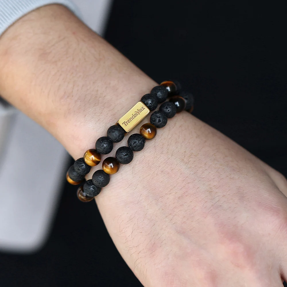 Растягивающийся браслет с двойными нитями 8 мм для мужчин и женщин|Плетеные