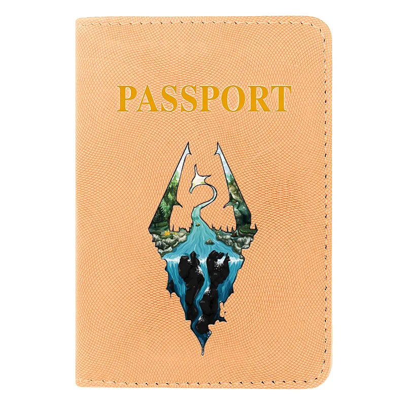 

Unique Fashion Skyrim Printing Women Men Passport Cover Pu Leather Travel ID Credit Card Holder Pocket Wallet Bags