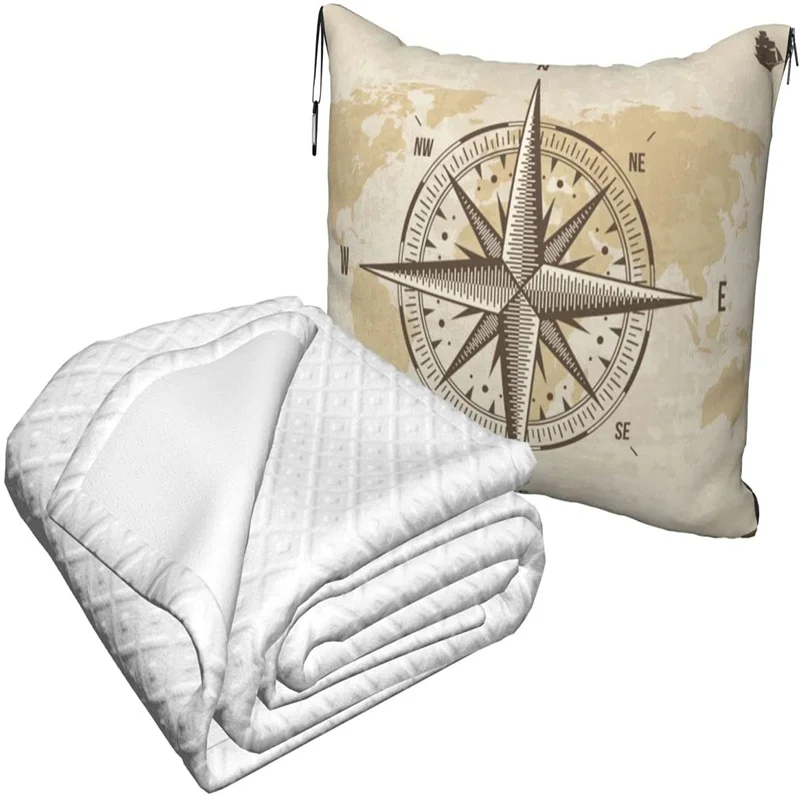 comprar Bússola Náutica Mapa Do Mundo Antigo Viagem Travesseiro Cobertor Dois-em-um Mochila Cinta E Compacto Avião Saco Cintura Apoio