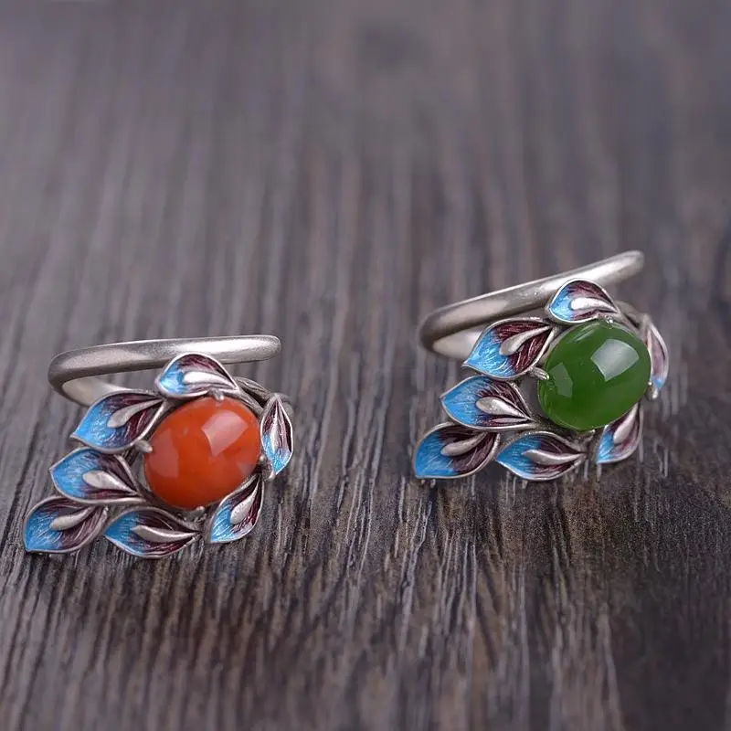 

Дизайнерское оригинальное дизайнерское эмалированное фарфоровое искусственное яшма, Открытое кольцо, китайская Ретро легкая Роскошная Оч...