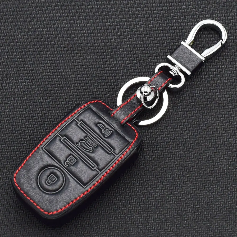 

ATOBABI Top Layer Real Leather Car Key Case For Kia KX5 4 Buttons Smart Remote Fob Cover Keychain Key Chain Bag Auto Accessories