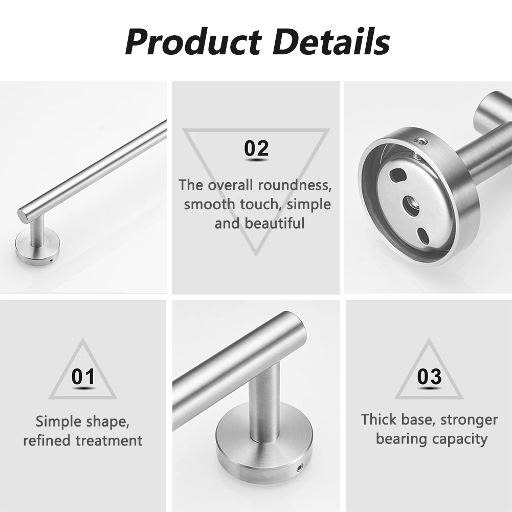 

Stainless Steel Rustproof Hotel Modern Multifunction Brushed Durable Robe Hook Bathroom Hardware Set Wall Mounted Easy Install