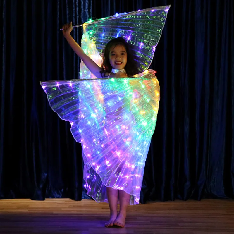 

Children Dancers LED Cloak Performance Luminous Butterfly Wing Belly Dancing Carnival Prop BDF99