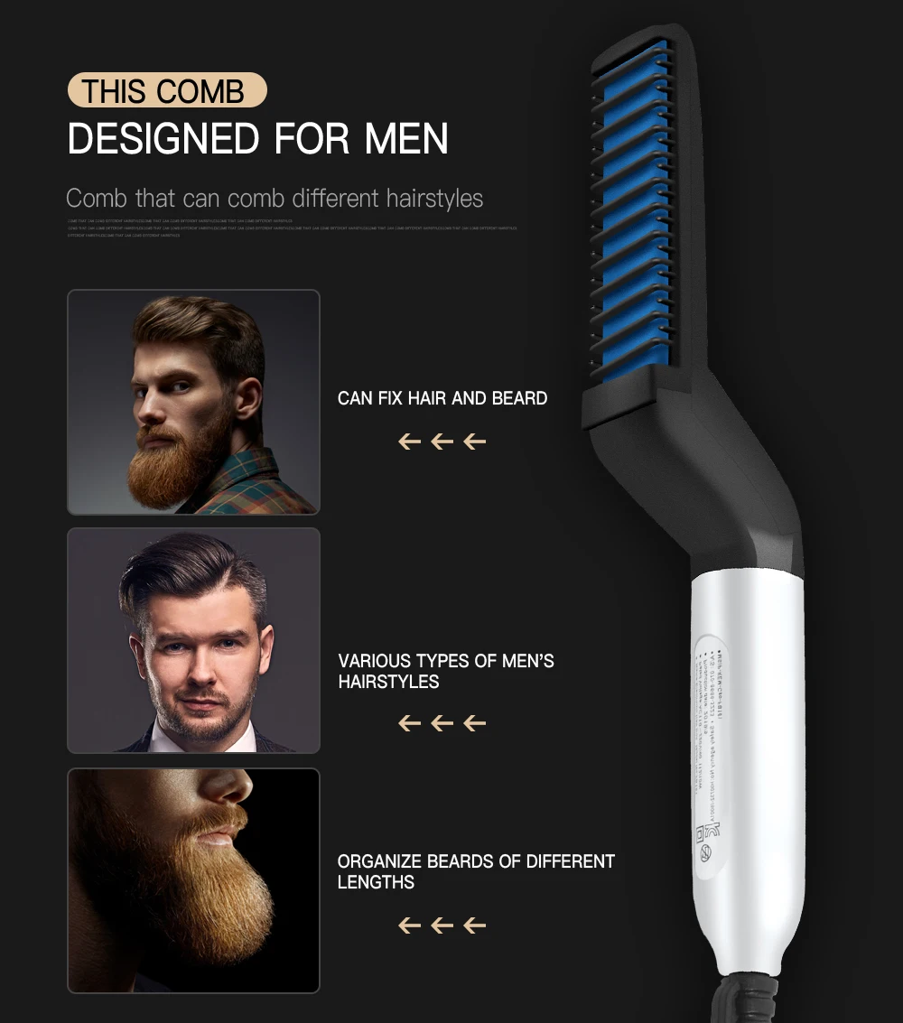 

Multifunctional Hair Comb Brush Beard Straightener Hair Straighten Electric Beard Straightening Comb Hair Styler Women -40
