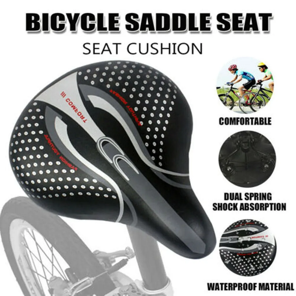 

Free Shipping Comfort Extra Wide Big Bum Bike Bicycle Gel Soft Pad Saddle Seat Sporty Black Silln aumentado para camiones
