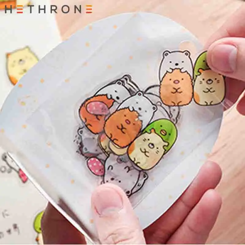 Hethrone креативный милый мультяшный животный прозрачный ПВХ стикер для учётной