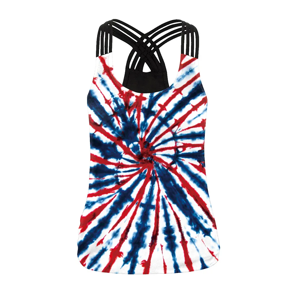 Women Sport Vest Colorful Sleeveless Shirt Print Yoga Tops Elastic Slim Running Undershirt Quick Dry Gym Fitness Tank Top Female