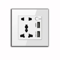 british 86 and 146 13a with usb charging socket light switch tempered glass panelwhite glass wall socket panel with usb outlets