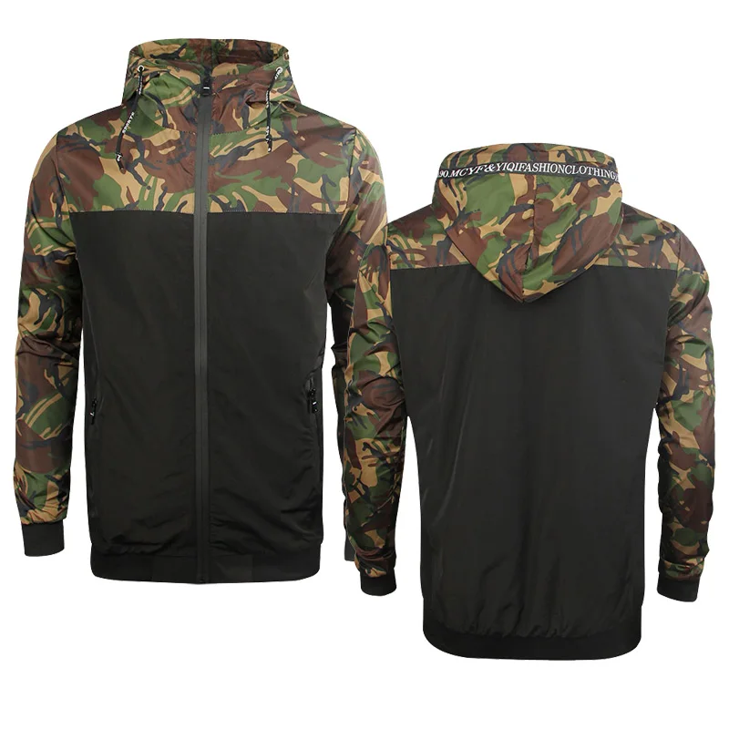 

Spring Autumn Fashion Men's Zip Jacket blank Printing Casual Cotton Sports jacket High Quality Camouflage Men's Jacket