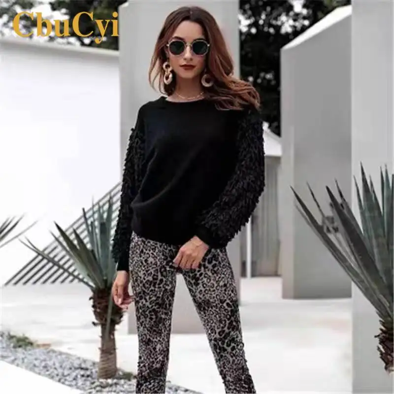 Women Knit Sweaters and Pullovers Autumn Loose Casual Knitted Crop Sweater Tassels Long-sleeve Jumpers | Женская одежда