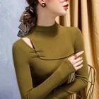 Новинка Осень-зима ретро без бретелек пикантная маленькая рубашка с высоким воротом трикотажный свитер с начесом в иностранном стиле с топом