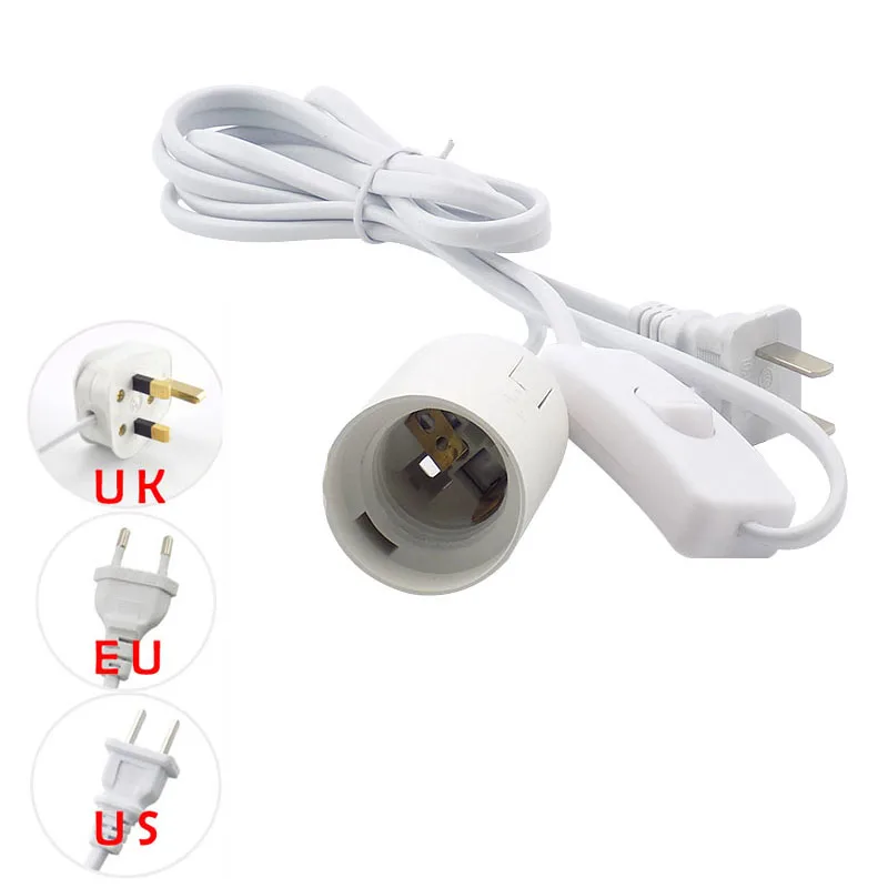 

1.8M E27 Power Cord Lamp Base Holder Cable switch Socket Converters electric EU US UK plug Light wire Adapter for led Lamp Bulb