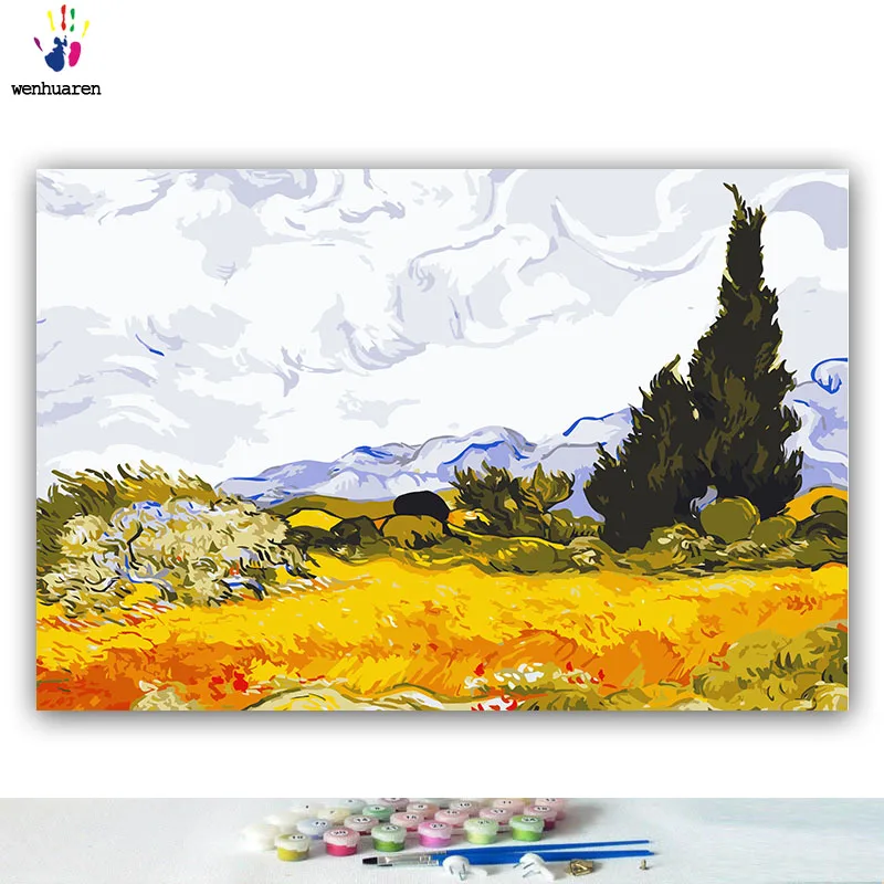 DIY картинки для раскраски по номерам с цветной живописной росписью Ван Гог