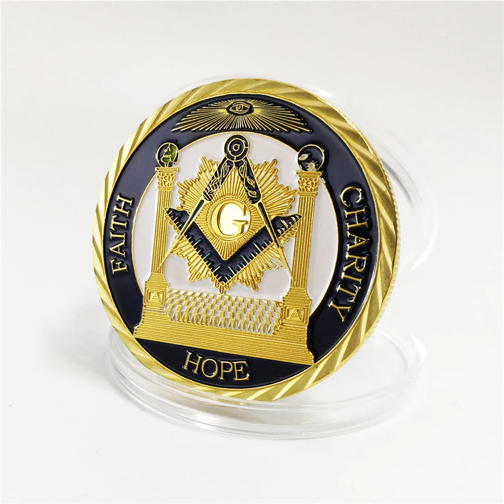 2020 Coin European Masonic Freemasonry Brotherhood Gold And Blue Color Round Double Commemorative Decorative Collection | Дом и сад