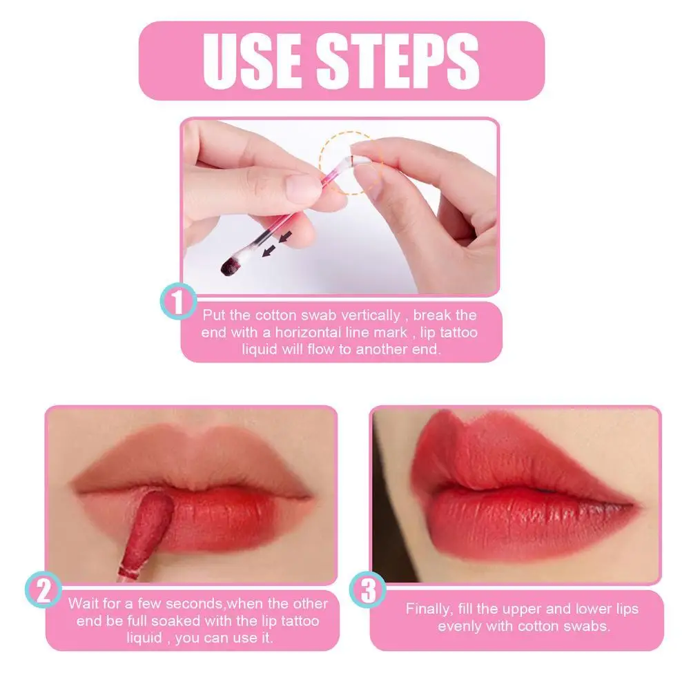 

20Pcs/Box Cotton Swab Lipsticks Long Lasting Waterproof Cosmetics Nude Pink Lipgloss Makeup Nonstick Cup Can Make-up Anytime