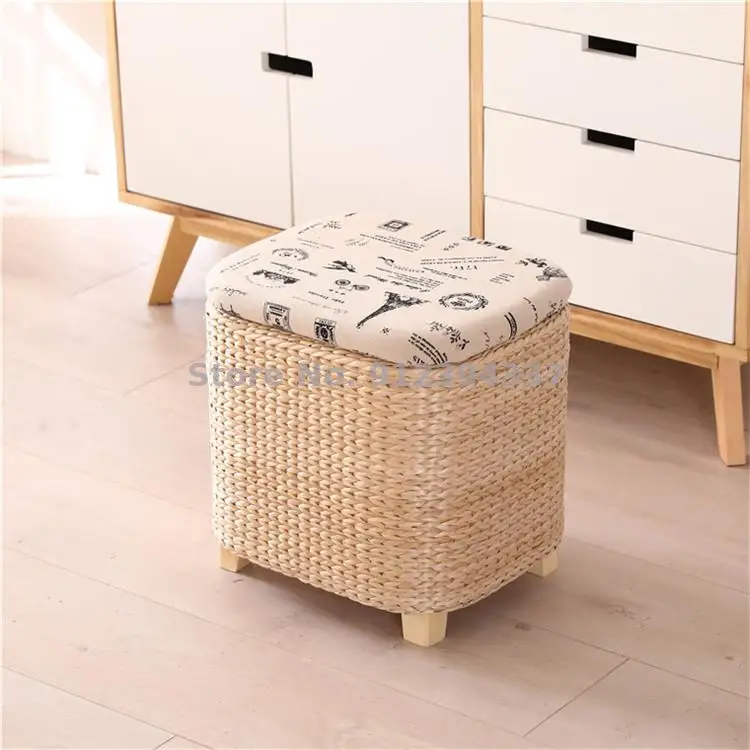 Почтовая упаковка чистая ручная соломенная плетеная табуретка для хранения