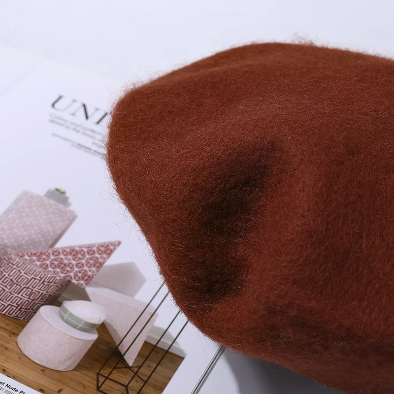 

Wool Beret Hats Women Winter French Hat Girls Solid Color Fashion Autumn Winter Beret Hat For Women Flat Cap Hat Felt Berets