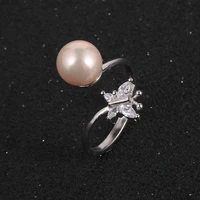 wedding party rings for women trendy elegant pearls silver plated opening ring cute butterfly finger jewelry rings jewelry gift