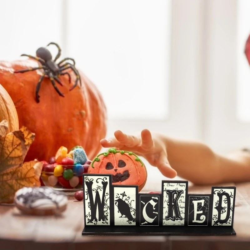 Ворона паутина на Хэллоуин деревянные настольные украшения креативный Декор для