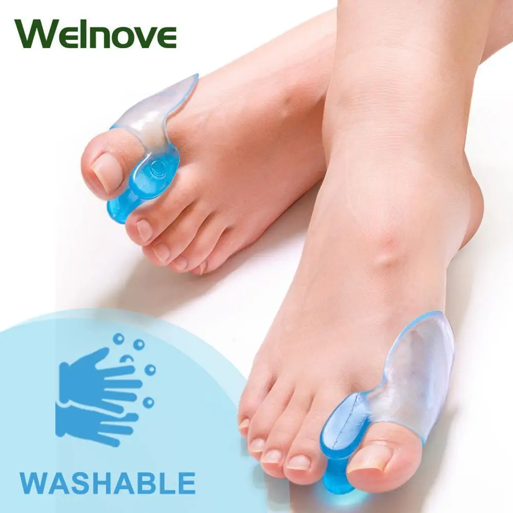 

1 Pair Of Transparent Blue Toe Separator Pads For Hallux Separator Correction Valgus C9S1
